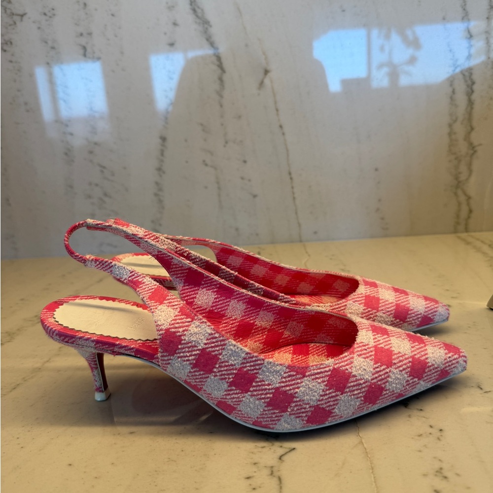 Christian Louboutin Sporty Kate Checkered Slingback Heels 35/5 - Picture 6 of 6